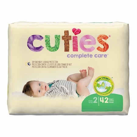 Cuties Complete Care Unisex Baby Diaper Cuties Size 2 Disposable Heavy Absorbency, 42 per Pack, 4PK CR2001